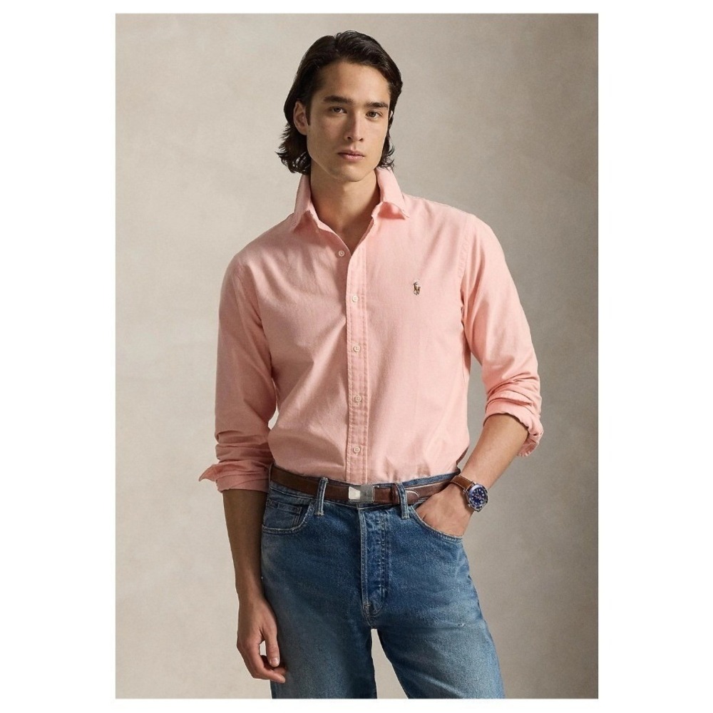 Ralph Lauren Men's Size XL Peach Long Sleeve Button Up Iconic Oxford Shirt